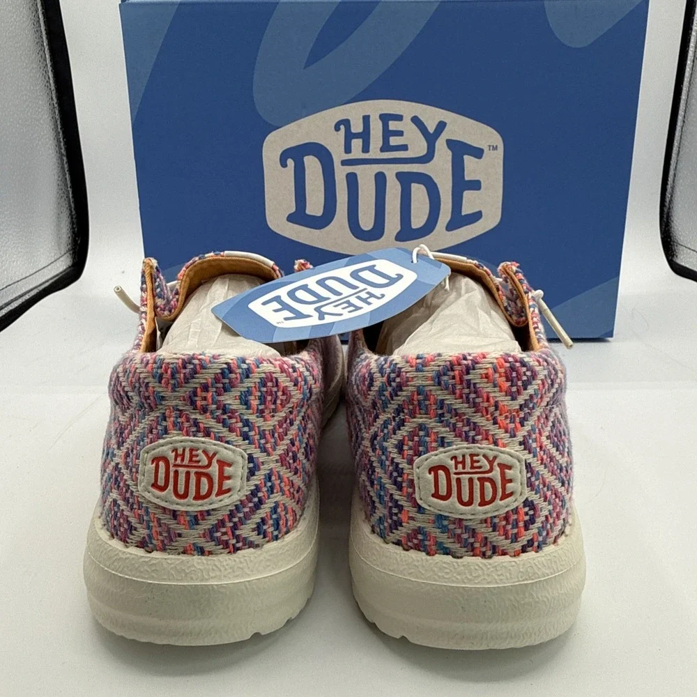Hey Dude Wendy Funk Surf Baja Ivory/Multi Color Women's Size 9 Slip On Shoes NEW
